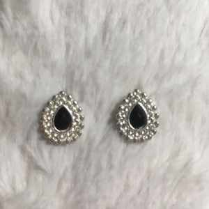 Cute Silver Black Gem Studs
